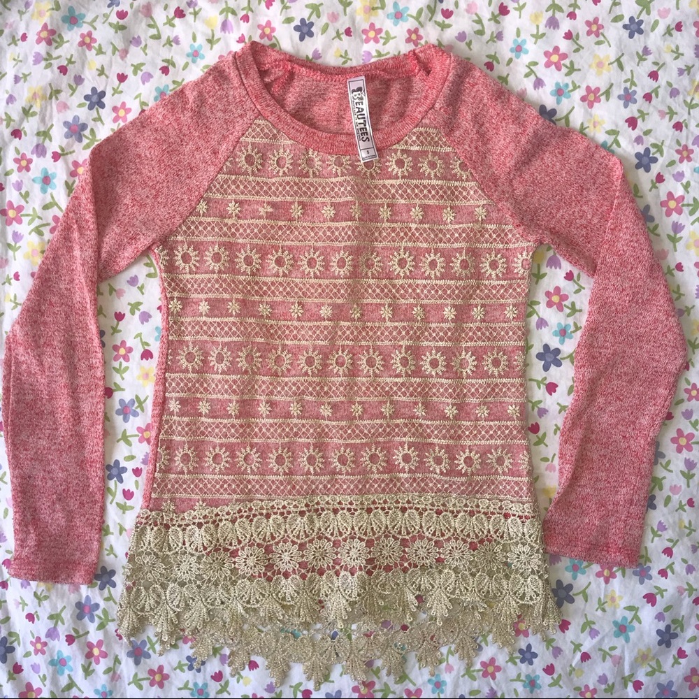 Beautees S Kids Girls Sweater, Snowflake Lace C1